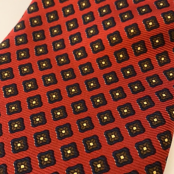 Breuer Red Diamond Pattern Silk Tie Handmade Italy - Picture 2 of 4